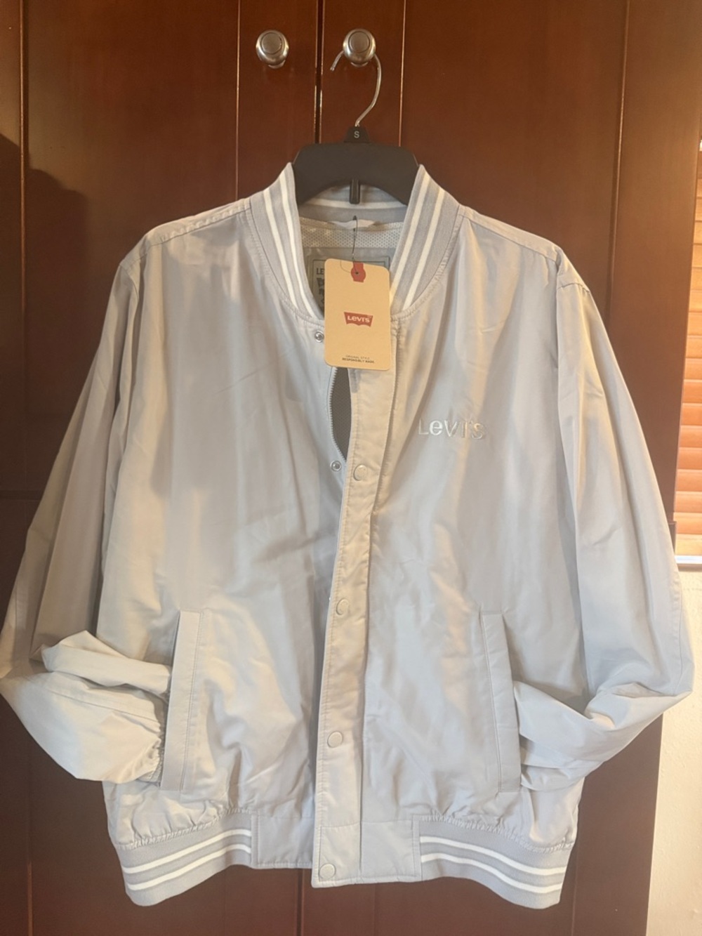 Levi's Light Gray Men's Bomber Jacket with Ribbed Trim